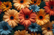 retro theme of gerberas flowers in retro colors, designed for wallpaper, with simple shapes and bold colors. --ar 3:2 --tile --stylize 750