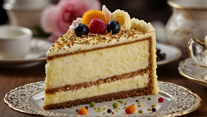 A close-up shot of an exquisitely decorated confection from Gokul, showcasing its delicious sweetness. It could be a mouthwatering slice of cake, a scoop of ice cream with toppings, or a plate of fres