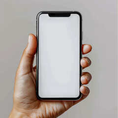 Wall Mural - A hand holding a phone with a white screen by AI generated image