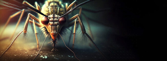 insect mosquito close-up, macro entomology. ai generated.