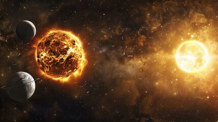 Wall Mural - in the vast expanse of space the sun moon and earth form a breathtaking cosmic trio