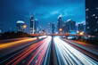 © daniiD - traces of traffic lights in the night city, traffic, road