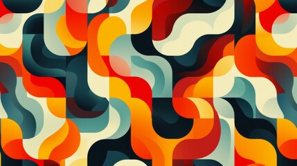 Aufkleber - A vibrant abstract composition featuring various wavy shapes in a wide array of colors and textures.