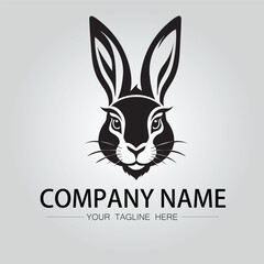 Rabbit silhouette company logo vector image on the white background
