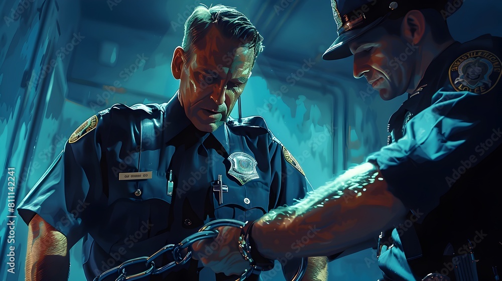Police Officer Arresting Suspect for Law Enforcement and Justice in ...