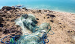 Fishing net on the shore. The Persian Gulf
