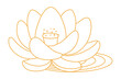 Lotus flower with leaf outline hand drawn illustration. Dragon Boat Festival, Mid Autumn Festival, traditional holiday clip art, card, banner, poster element. Asian style design, isolated vector.