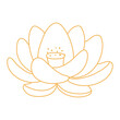 Lotus flower outline hand drawn illustration. Dragon Boat Festival, Mid Autumn Festival, traditional holiday clip art, card, banner, poster element. Asian style design, isolated vector.