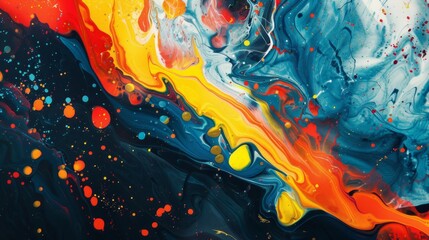 Aufkleber - Bold strokes of blue, yellow, and red create a dynamic abstract painting with an emphasis on texture.