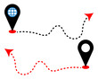 © HaqueMukul - Dashed line arrow route path location pin.