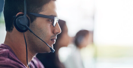 Aufkleber - Contact us, customer support and business man in call center office consulting for faq, crm or b2b networking. Telemarketing, outsourcing and insurance team with virtual help, guide or service