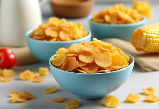 A bowl filled with corn flakes on a dark, grunge background