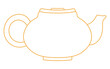 Teapot, kettle outline hand drawn illustration. Dragon Boat Festival, Mid Autumn Festival, traditional holiday clip art, card, banner, poster element. Asian style design, isolated vector.