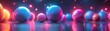 Embrace the neon balls as a central focus against a dark background