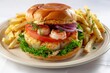 Mouthwatering Seafood Burger with Flaky Fish and Red Onion