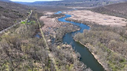 natural wetlands landscape on west river at southern tip of canandaigua finger lake in up state new 