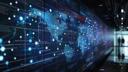 Aufkleber - A digital screen displaying a dynamic network graph, showcasing interconnected relationships and data points for visualization.