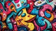 © QuietWord - colorful graffiti art design bright cheerful whimsical background, Generative Ai