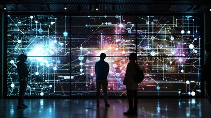 Aufkleber - A digital screen displaying a dynamic network graph, showcasing interconnected relationships and data points for visualization.