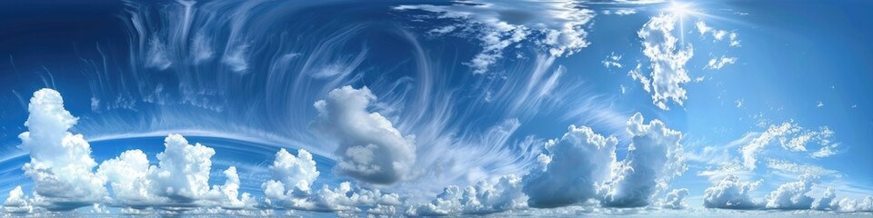 Wall Mural - Panoramic Clouds. Fluffy Clouds in Blue Sky on a Sunny Day