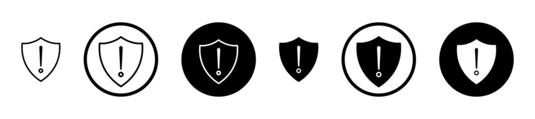 Shield exclamation line icon set. High risk security symbol suitable for apps and websites UI designs.