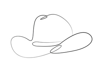 Wall Mural - Cowboy hat continuous one line drawing vector illustration. Premium vector 