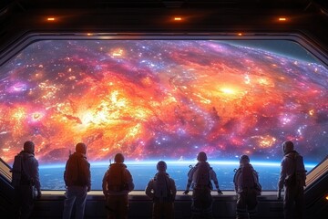 Wall Mural - Into the Abyss: Astronauts Contemplate Laniakea's Vastness