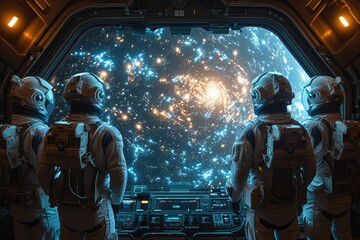 Wall Mural - Infinite Horizons: Astronauts Witness the Laniakea Supercluster