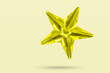 golden Christmas star jewels sticker isolated on yellow background