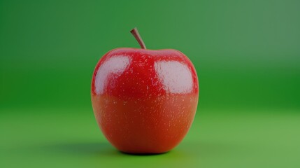 Wall Mural - Red apple isolated on green background