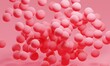 Pink abstract background with flying bubbles. 3d rendering
