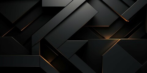 Poster - Abstract black 3d background with geometric pattern