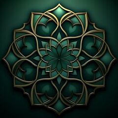 Aufkleber - Luxury golden pattern on green background. Islamic background, 3D illustration