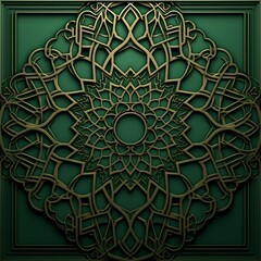Aufkleber - Luxury golden pattern on green background. Islamic background, 3D illustration