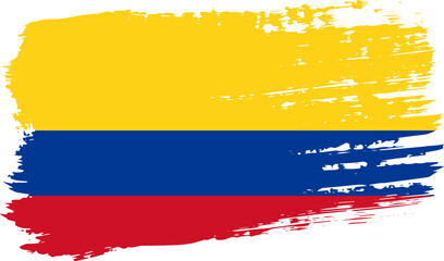 Wall Mural - Colombia flag, wide brush stroke on transparent background vector