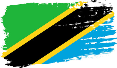 Wall Mural - Tanzania flag, wide brush stroke on transparent background vector