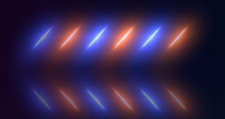 Wall Mural - Neon stripes futuristic retro style technology loop. Diagonal laser beams glowing connection cyber floor reflective vibrant trendy broadcast dynamic elegant high speed motion bg.