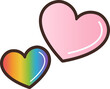 Two hearts with rainbow color, cooncept of love and happiness, pride month decoration element, PNG file no background