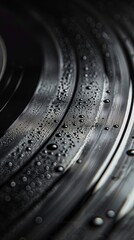 Wall Mural - A close up of a vinyl record with water drops.