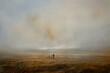 © Iftikhar alam - A person standing in a vast field, surrounded by nature, A figure moving swiftly across a vast landscape