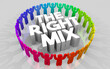 The Right Mix Team People Workforce Employees Hire New Workers for Jobs 3d Illustration