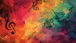 © Анатолий Сав - A dynamic blend of colorful musical notes and vibrant backgrounds creating a symphony of visual music. Generative AI