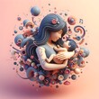 Mother holding a baby, international Mother's day 3D