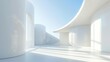 © Johannes - Abstract 3d white architecture interior for design, modern, contemporary, indoor and outdoor, curved wall, blue architecture, with sunny day. hyper realistic