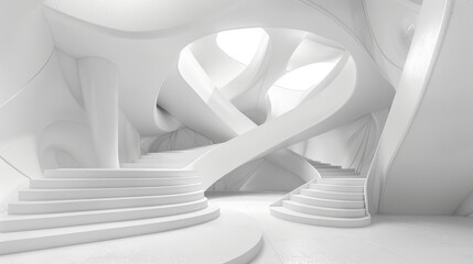 Wall Mural - Abstract 3d white architecture interior for design, modern, contempary, indoor hyper realistic 