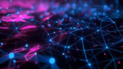 abstract tech background with illuminated fiber optic connections, quantum computing network system 