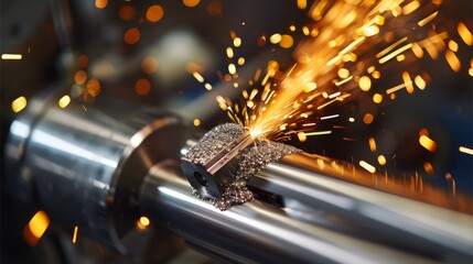 Leinwandbilder - High precision grinding wheel grinding close-up metal. Generative AI.