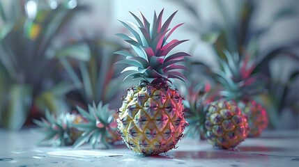 Wall Mural - Psychedelic pineapple. Generative AI.