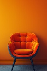 Sticker - A chair in a room with an orange wall and blue carpet, AI