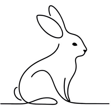 Minimalist rabbit line art. Illustration on a transparent background.
